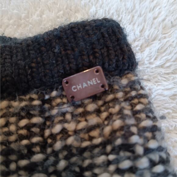 Chanel Knit Skirt 40 Small Brown Tan A Line Crocket Trim Wool Camel Hair Italy - Picture 3 of 12